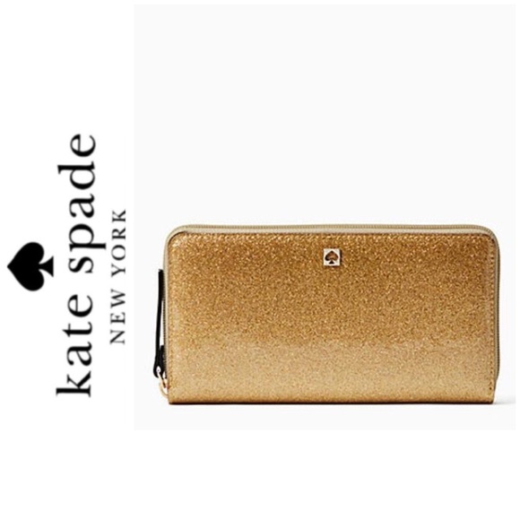 kate spade Handbags - NWT Kate Spade gold glitter effect patent wallet